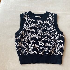 Simons Black and White Patterned Tank Top